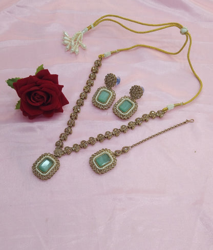 Sea Green Necklace Jewellery Rishi Set