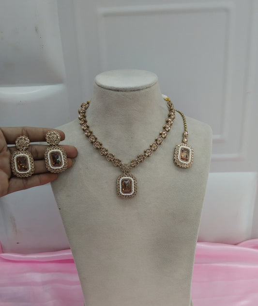 Antique Gold Necklace Jewellery Rishi Set