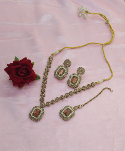 Antique Gold Necklace Jewellery Rishi Set