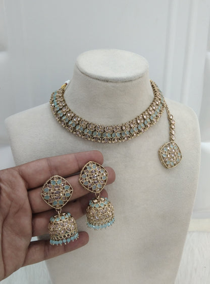 Sky Blue Necklace Jewellery Niti Set
