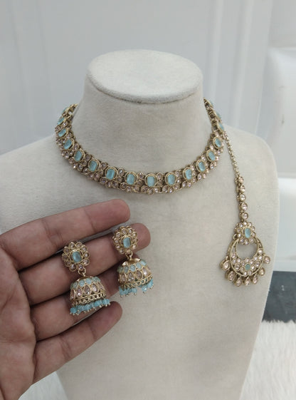 Sky Blue Necklace Jewellery Niti Set