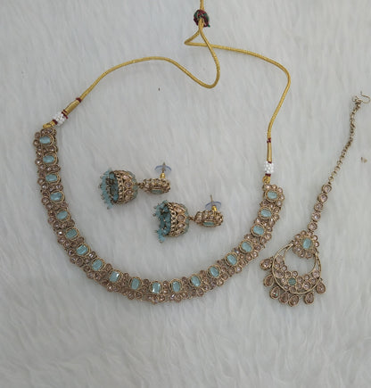 Sky Blue Necklace Jewellery Niti Set