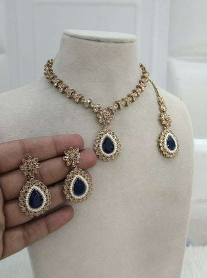 NavyBlue Necklace Jewellery Rishi Set