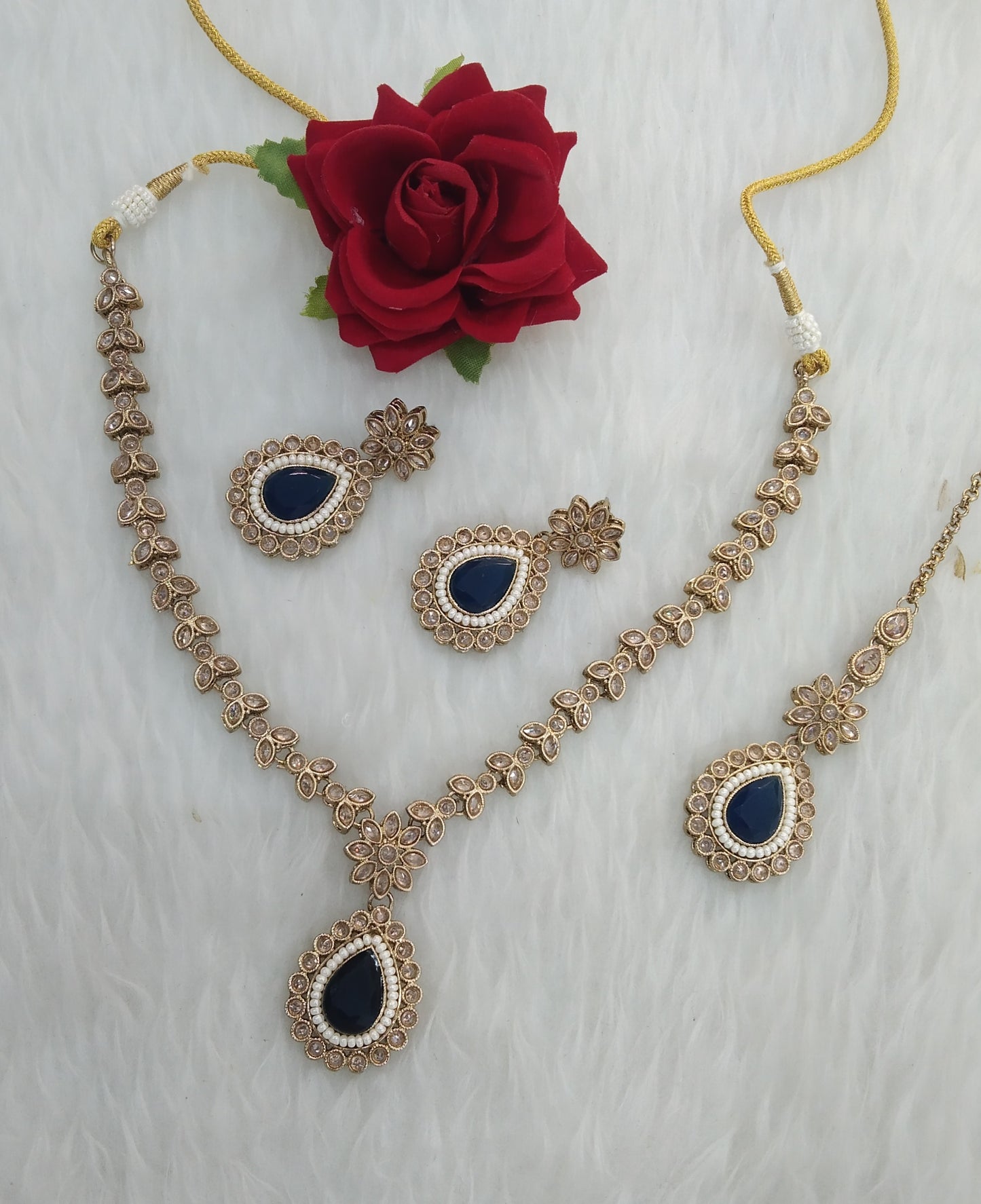 NavyBlue Necklace Jewellery Rishi Set