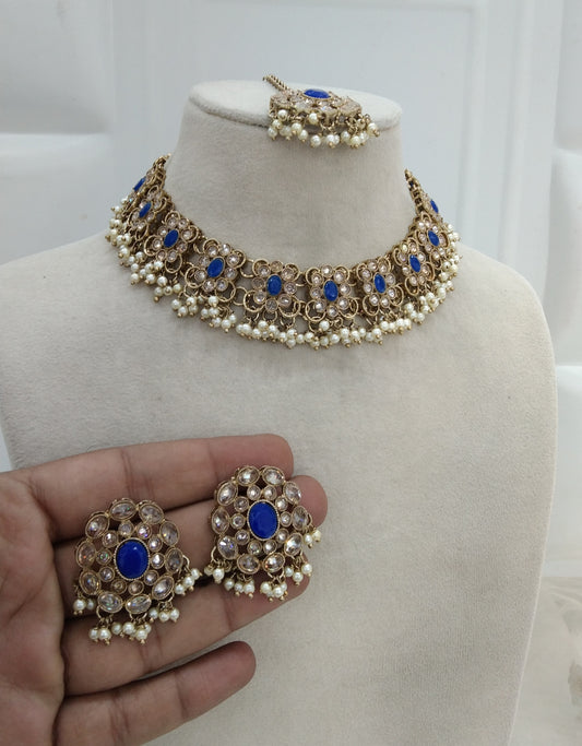 Blue Necklace Indian Jewellery Chavi Set