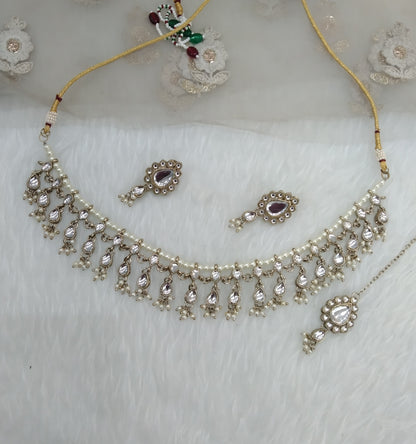 Antique White Necklace Indian Jewellery Titu Set