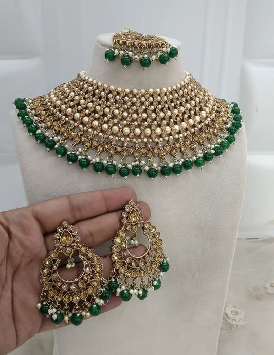Green Necklace Indian Jewellery Shnu Set