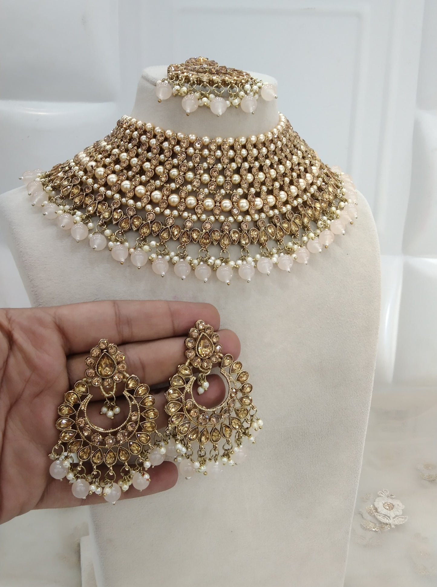 Peach Necklace Indian Jewellery Shnu Set