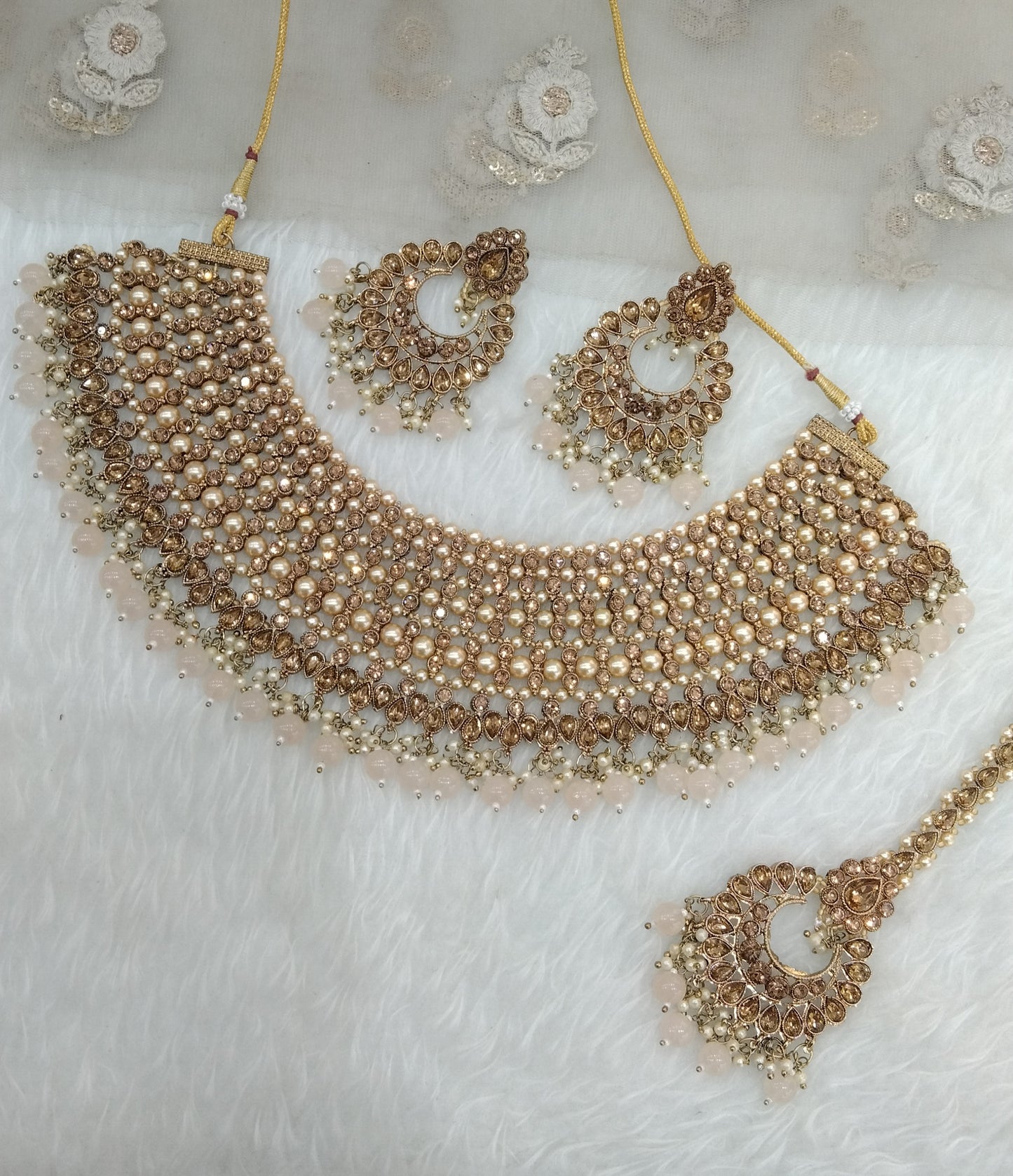 Peach Necklace Indian Jewellery Shnu Set