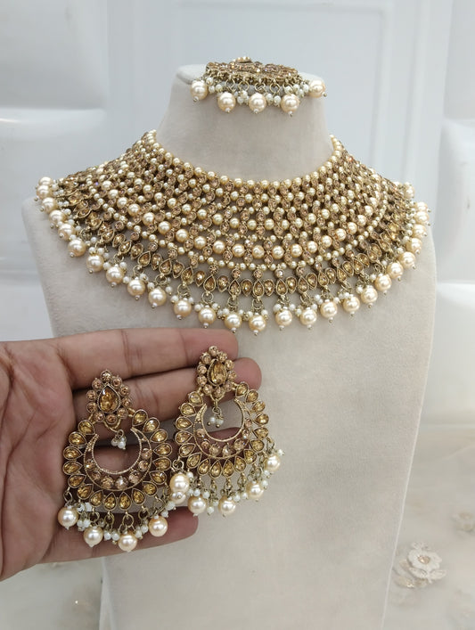 Antique Golden Necklace Indian Jewellery Shnu Set