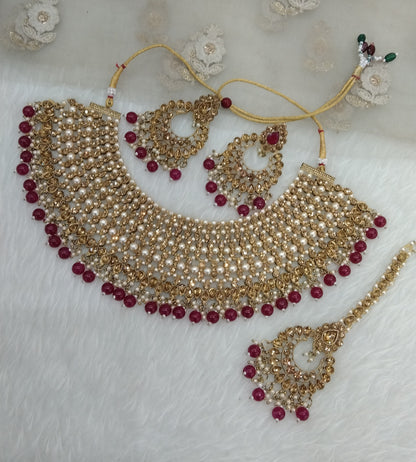 Maroon Necklace Indian Jewellery Shnu Set