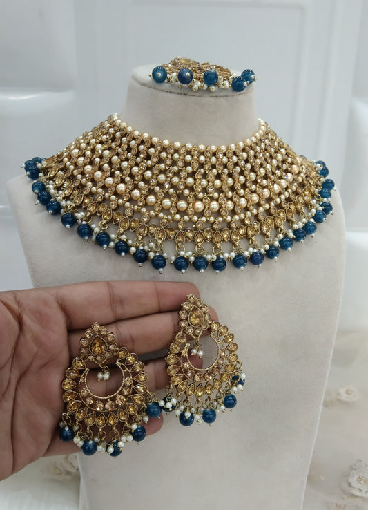 Blue Necklace Indian Jewellery Shnu Set