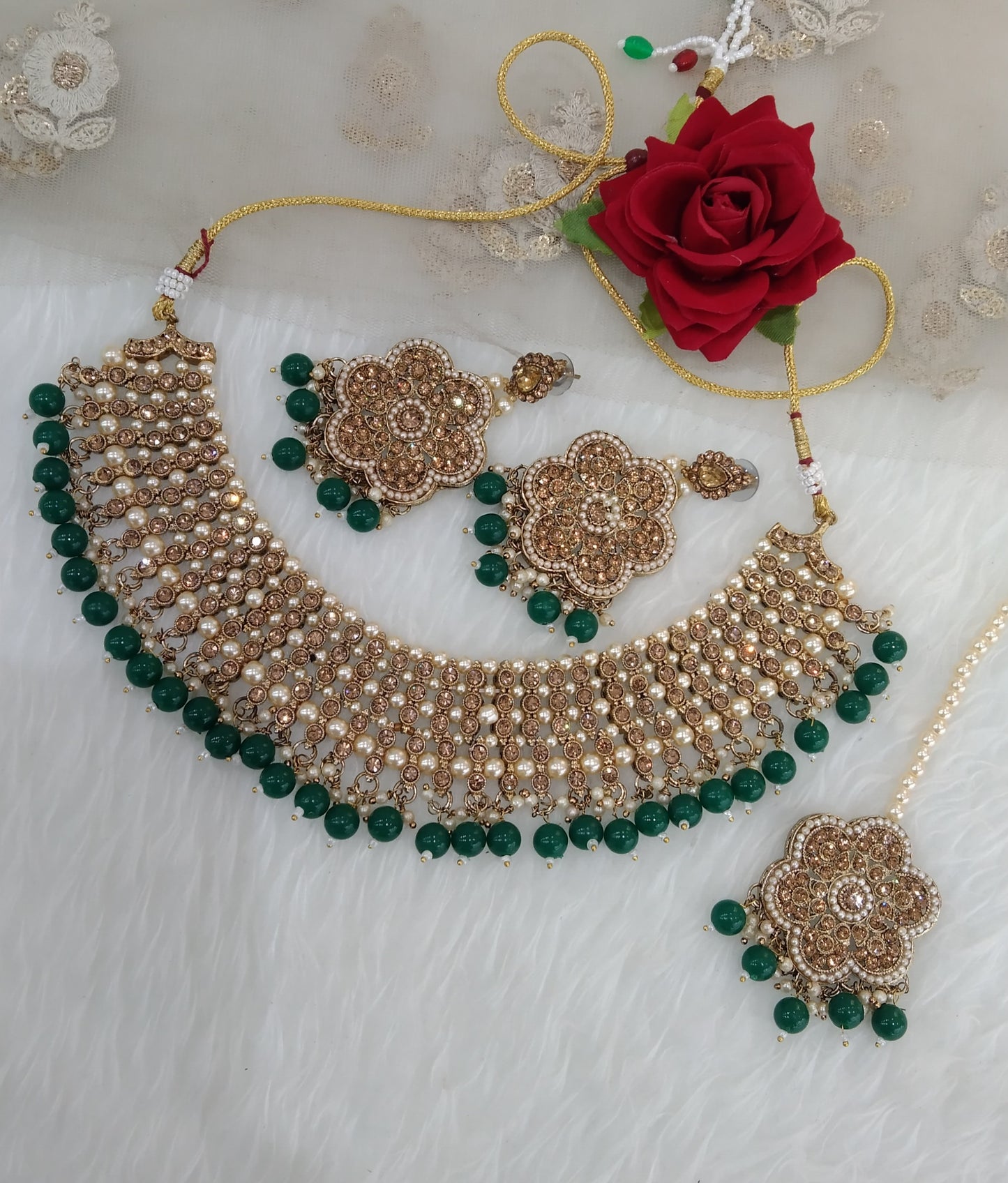 Green Necklace Indian Jewellery Ritu Set