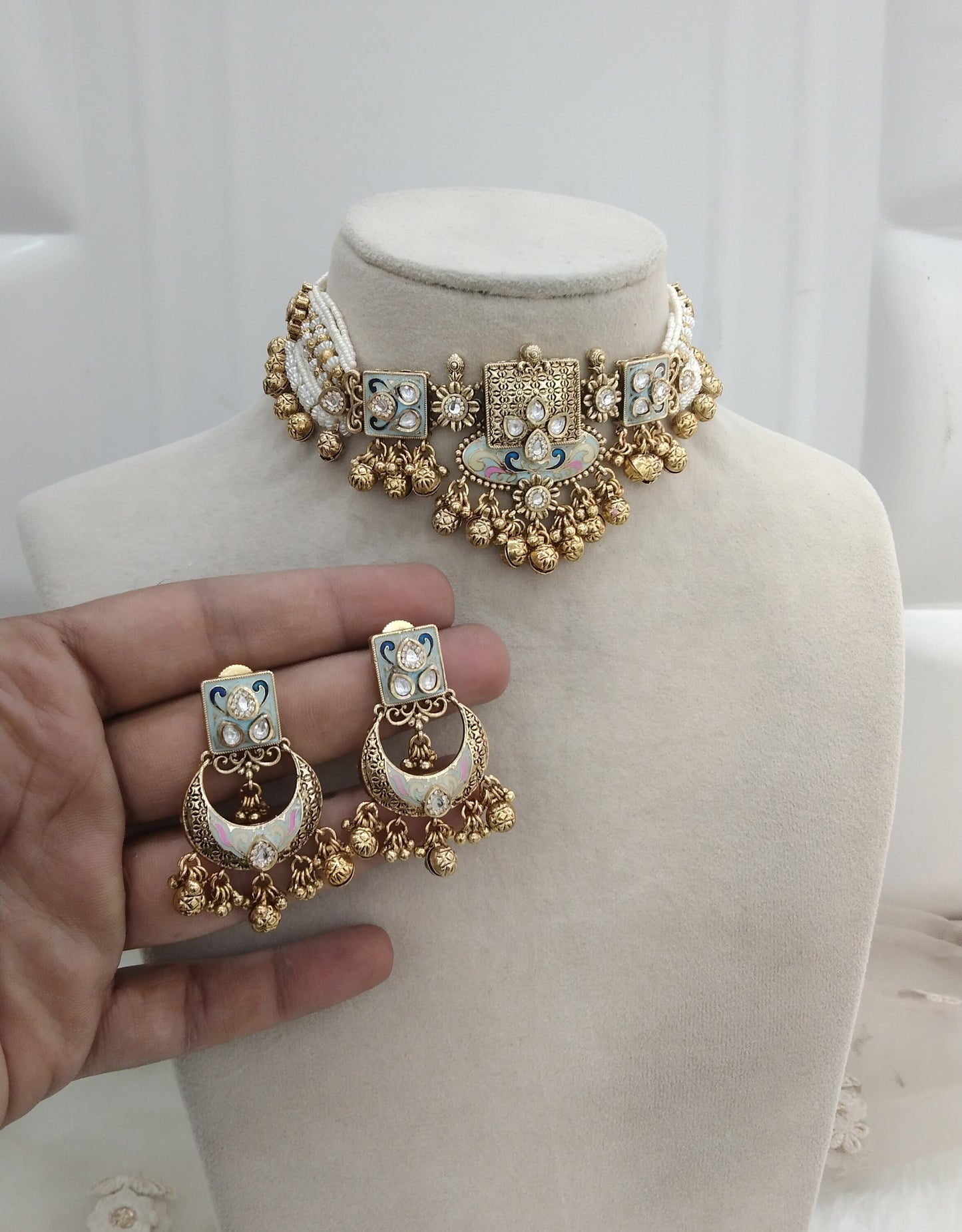 polki Kundan Choker Jewellery jasika Set
