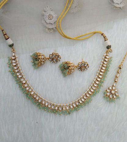 Pista Kundan Necklace Jewellery Komal Set