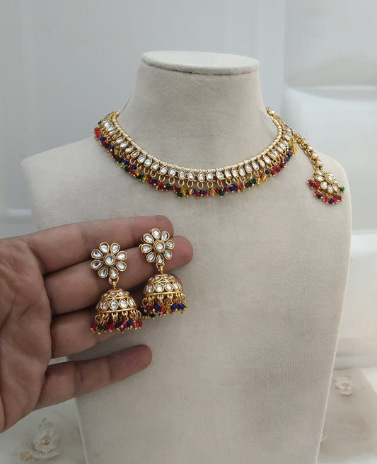 Multi color Kundan Necklace Jewellery Komal Set