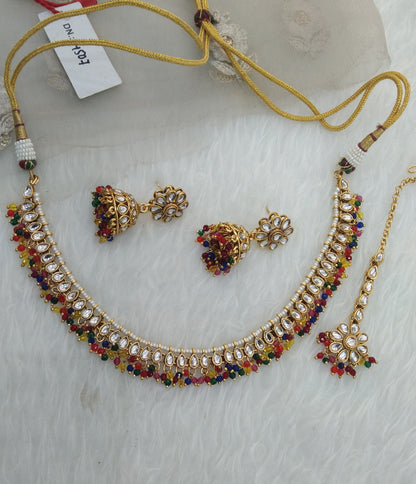 Multi color Kundan Necklace Jewellery Komal Set