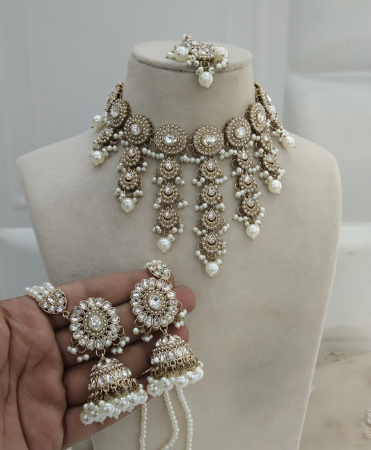 Antique White Necklace Jewellery Jaagran Set