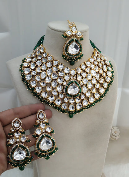 Green Kundan Necklace Jewellery Arjun Set