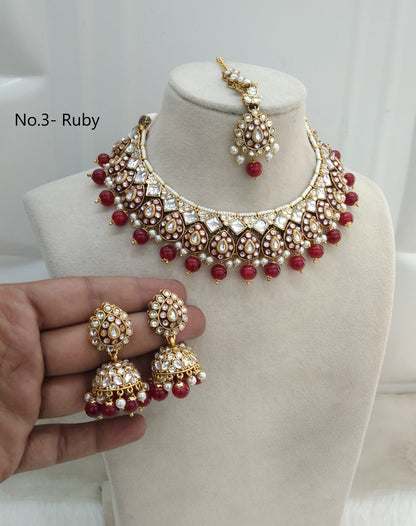 Ruby Kundan Necklace Jewellery Tapti Set