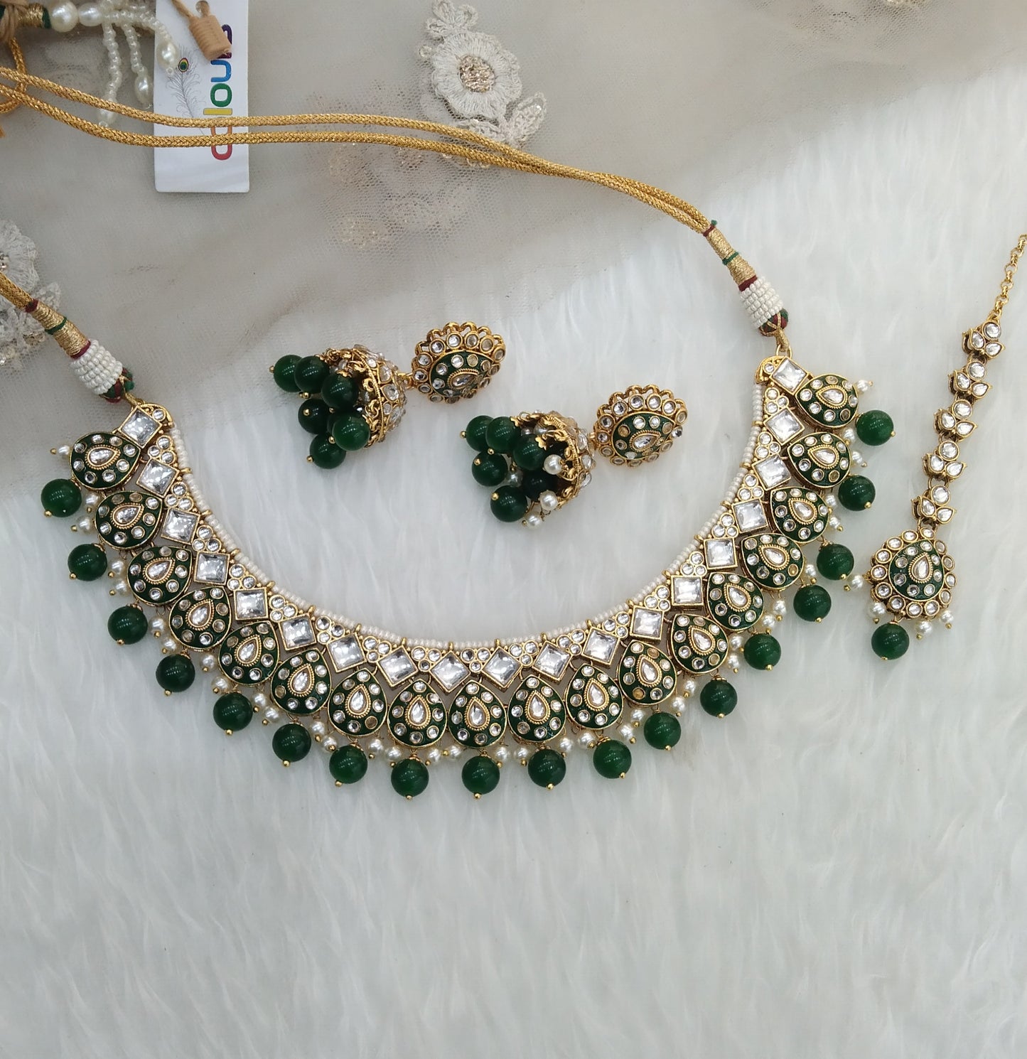 Green Kundan Necklace Jewellery Tapti Set