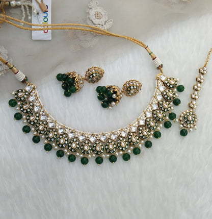 Green Kundan Necklace Jewellery Tapti Set