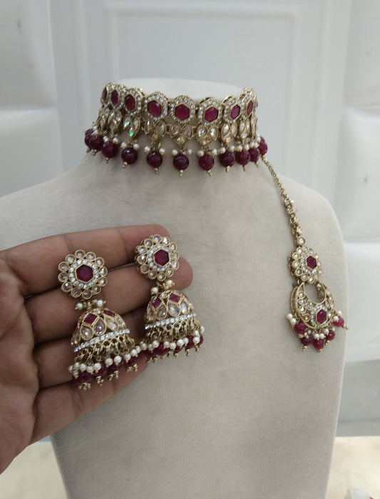 Ruby Choker Jewellery Malika Set