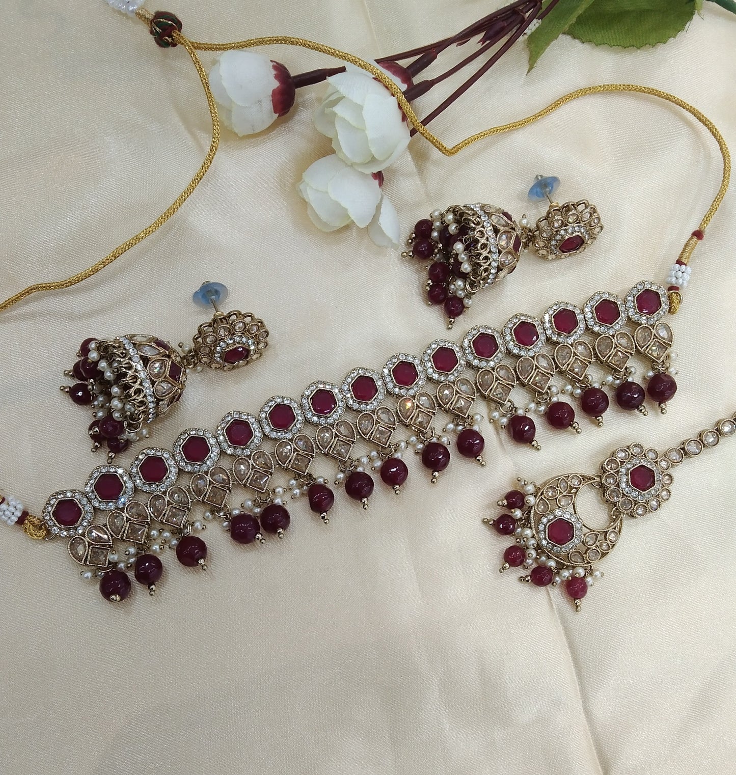 Ruby Choker Jewellery Malika Set