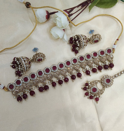 Ruby Choker Jewellery Malika Set