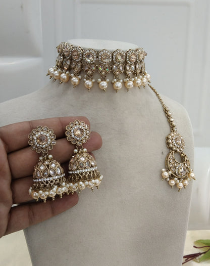 Antique Golden Choker Jewellery Malika Set