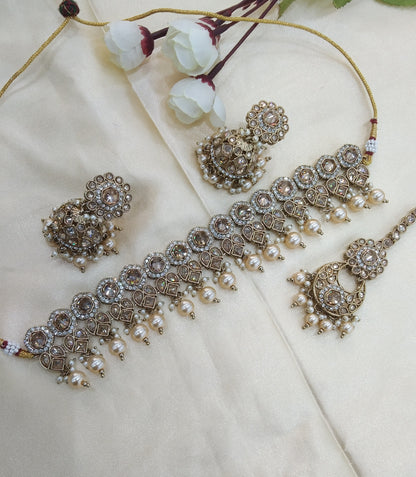 Antique Golden Choker Jewellery Malika Set