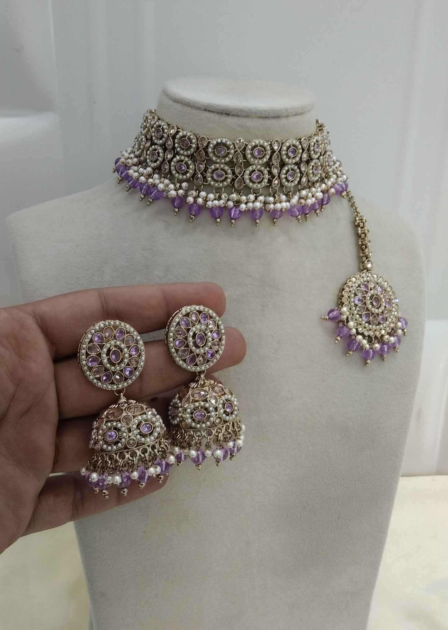 Lavender Choker Jewellery Mika Set