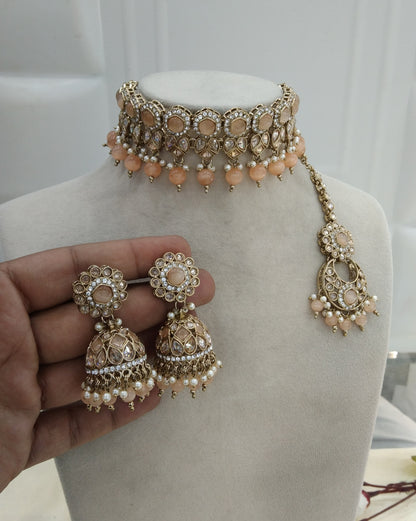 Peach Choker Jewellery Malika Set