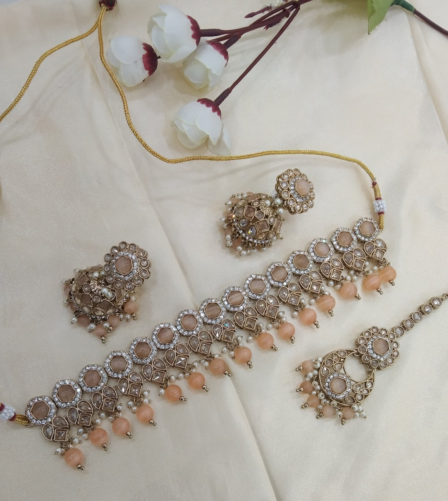 Peach Choker Jewellery Malika Set