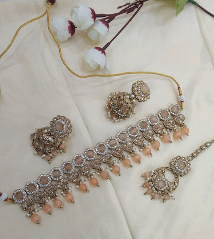Peach Choker Jewellery Malika Set