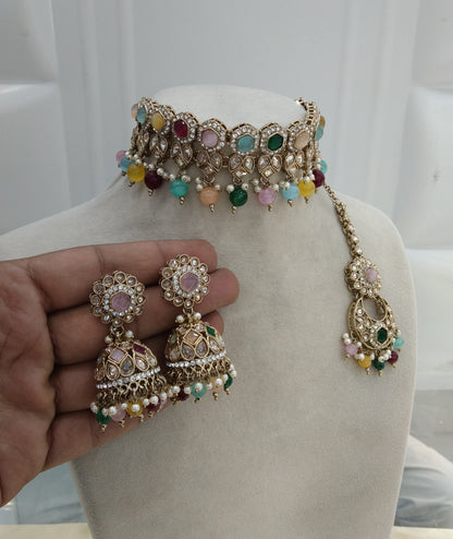 Multi color Choker Jewellery Malika Set