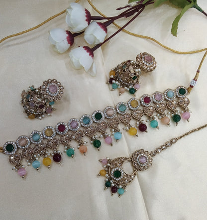 Multi color Choker Jewellery Malika Set