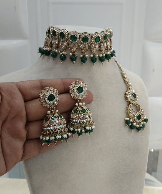 Green Choker Jewellery Malika Set