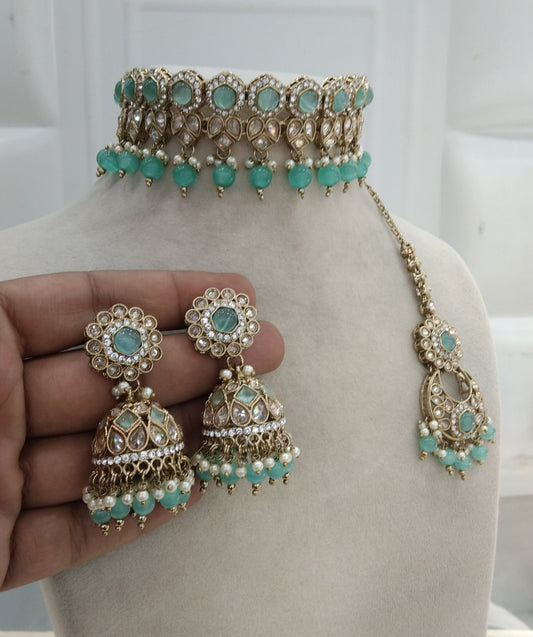 Sea Green Choker Jewellery Malika Set