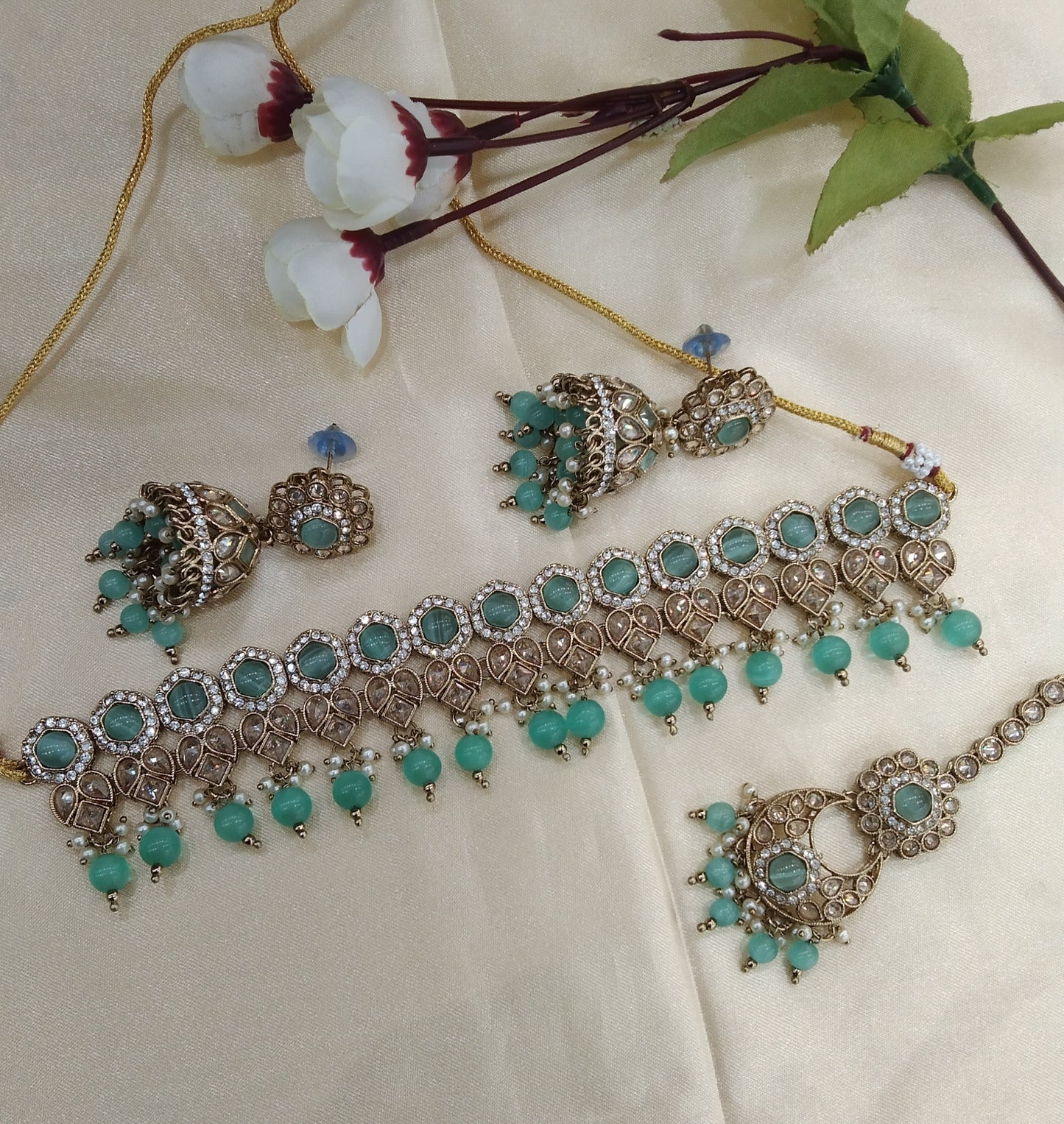 Sea Green Choker Jewellery Malika Set