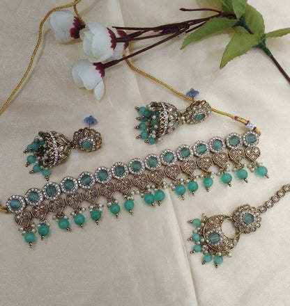 Sea Green Choker Jewellery Malika Set