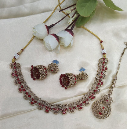Red Necklace Jewellery Manisha Set