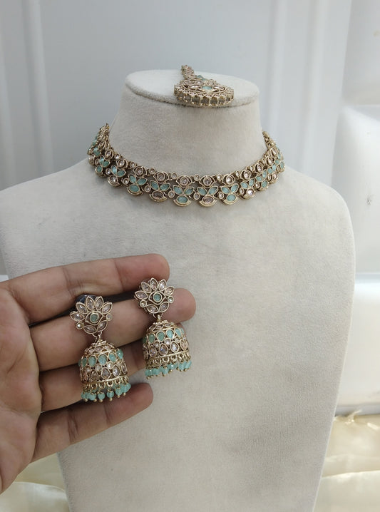 Mint Necklace Jewellery Manisha Set
