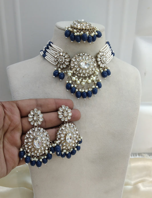 Blue Choker Jewellery Kaavyan Set