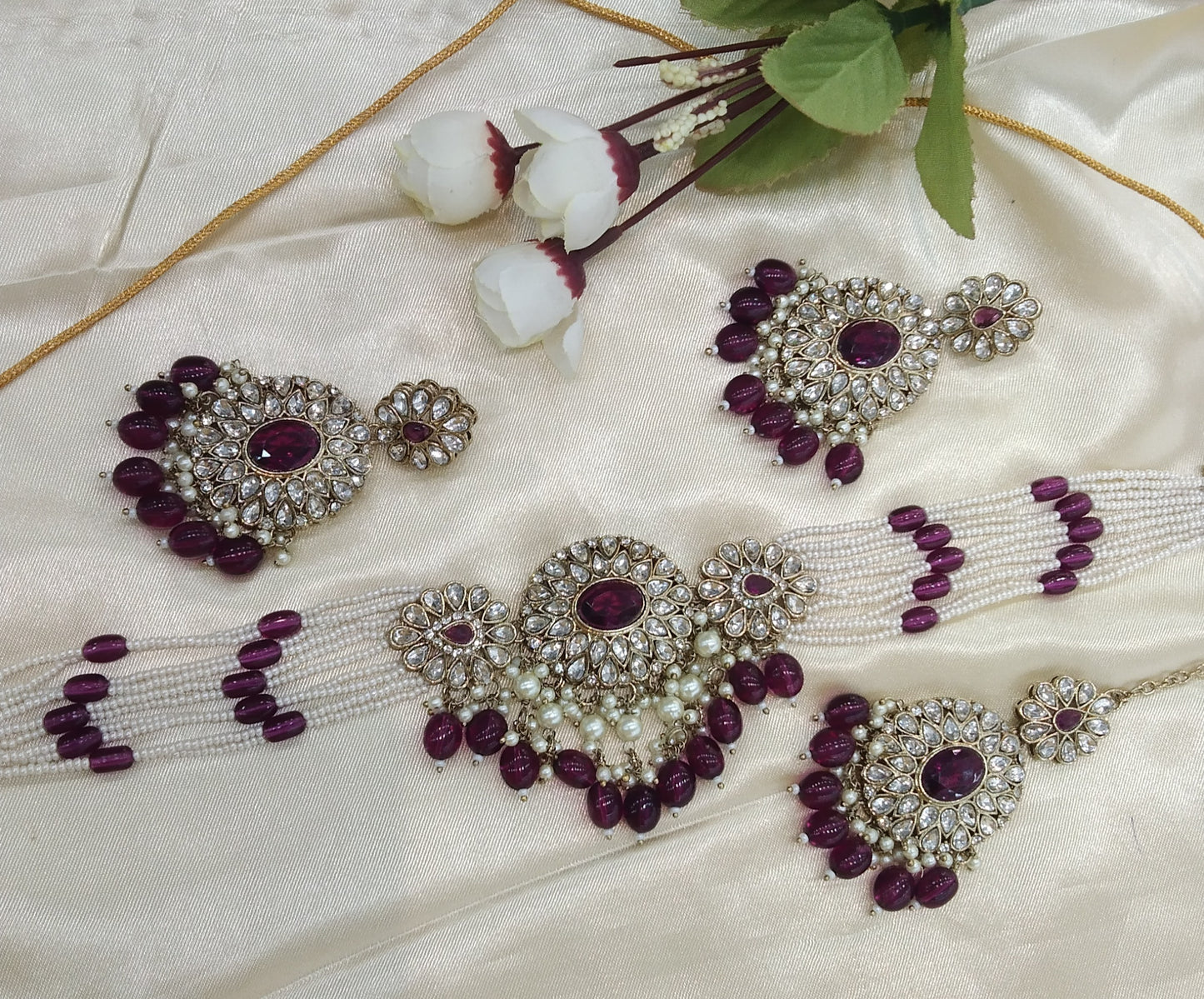 Purple Choker Jewellery Kaavyan Set