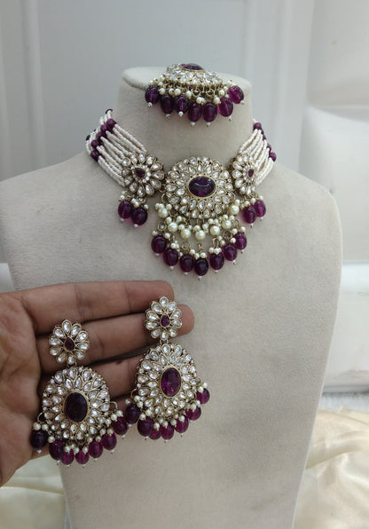 Purple Choker Jewellery Kaavyan Set