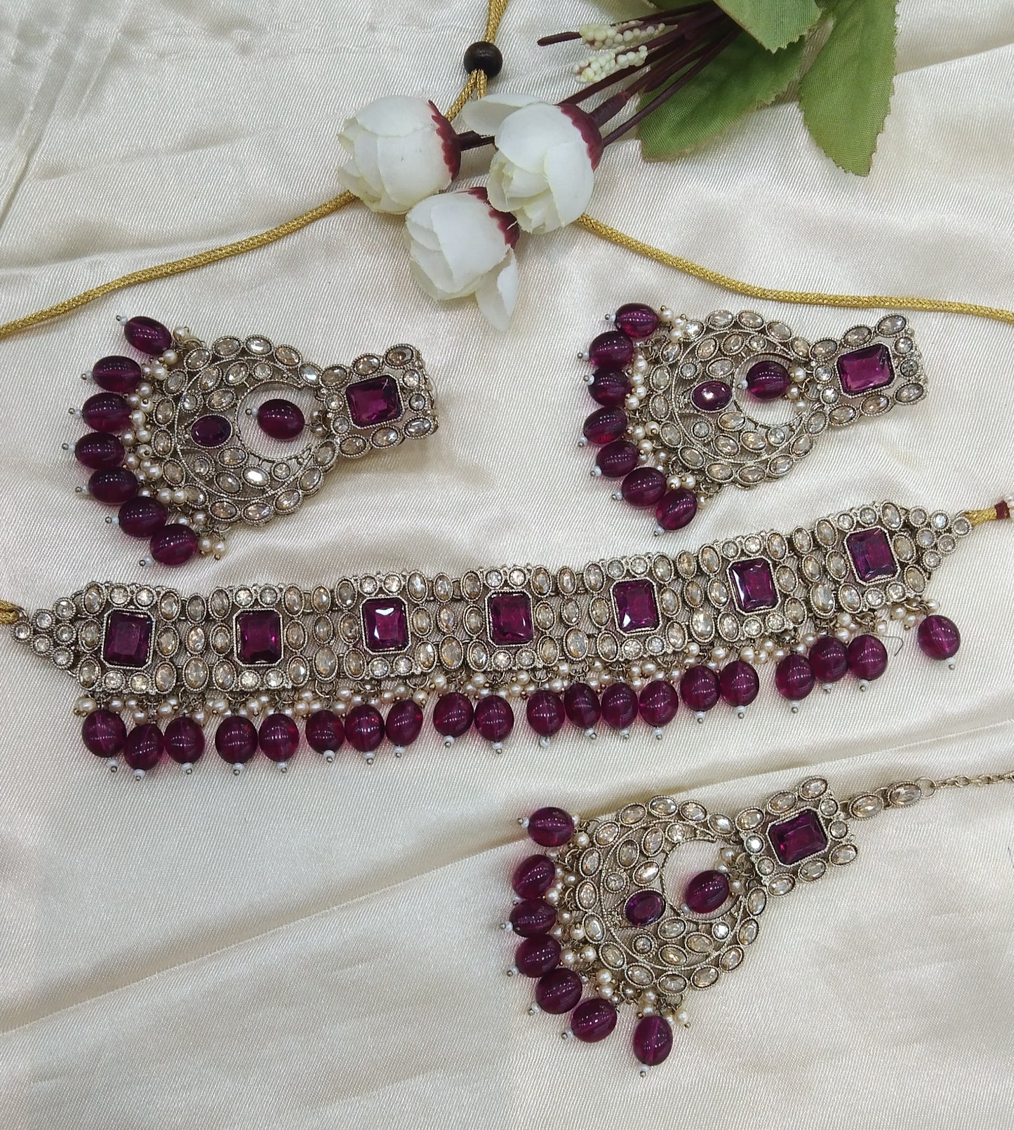 Purple Choker Jewellery Ibhan Set