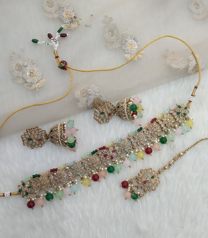 Multi Color Choker Jewellery Area Set