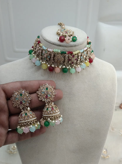 Multi Color Choker Jewellery Area Set
