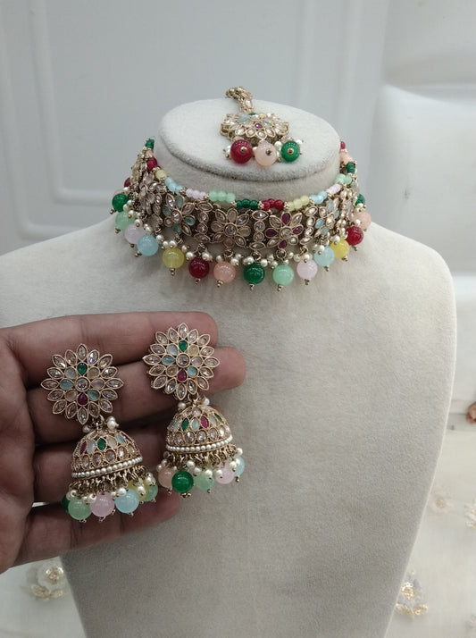 Multi Color Choker Jewellery Area Set